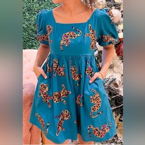 QUEEN OF SPARKLES ✨ 👑 Teal Tiger Mini Dress 🐅